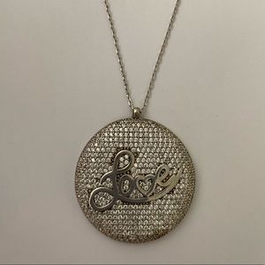 925 Silver Love heart zirconia cz stone necklace size adjustable extension chain